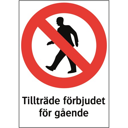 Förbudsskylt för väggmontage, 210x297mm