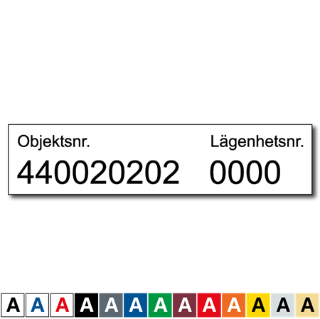 Lasergraverad lägenhetsskylt 60x15mm (utan hål)