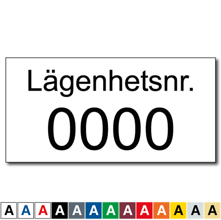 Lasergraverad lägenhetsskylt 30x15mm (utan hål)