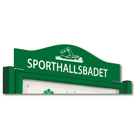 Skyltskåp i ställning (enkelskåp) + toppskylt, silveranodiserat